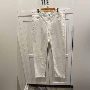 GAP size 31 or 12 tall GIRLFRIEND MID RISE white jeans.